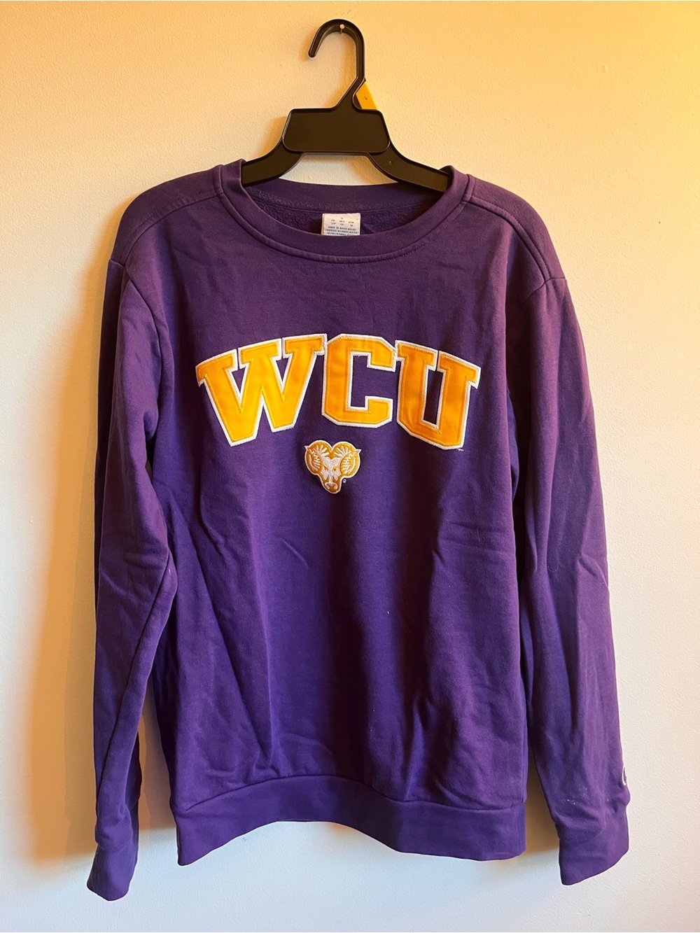 West Chester University Champion Purple Crewneck Sweatshirt with Gold WCU